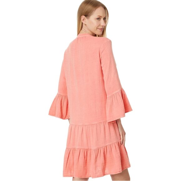 New Faherty Womens Dream Cotton Gauze Kasey Dress Casual Dress in Coral Size M - Picture 3 of 14